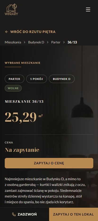 Mobilna karta mieszkania 36/13 pokazana w telefonie